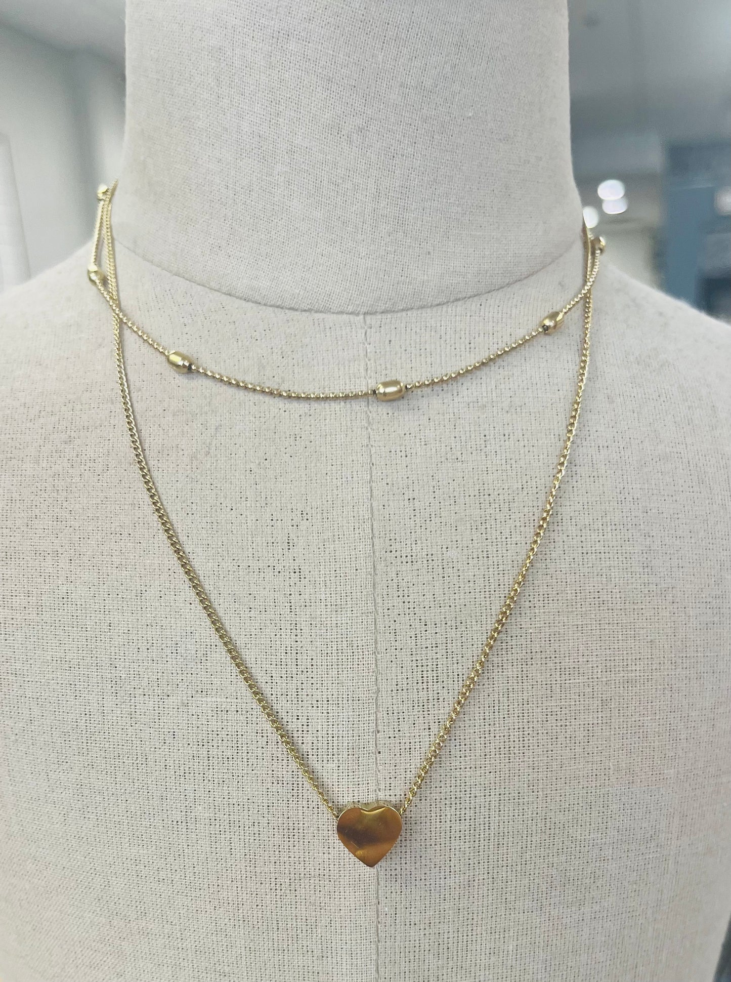 Titanium Steel Layered Heart neckless