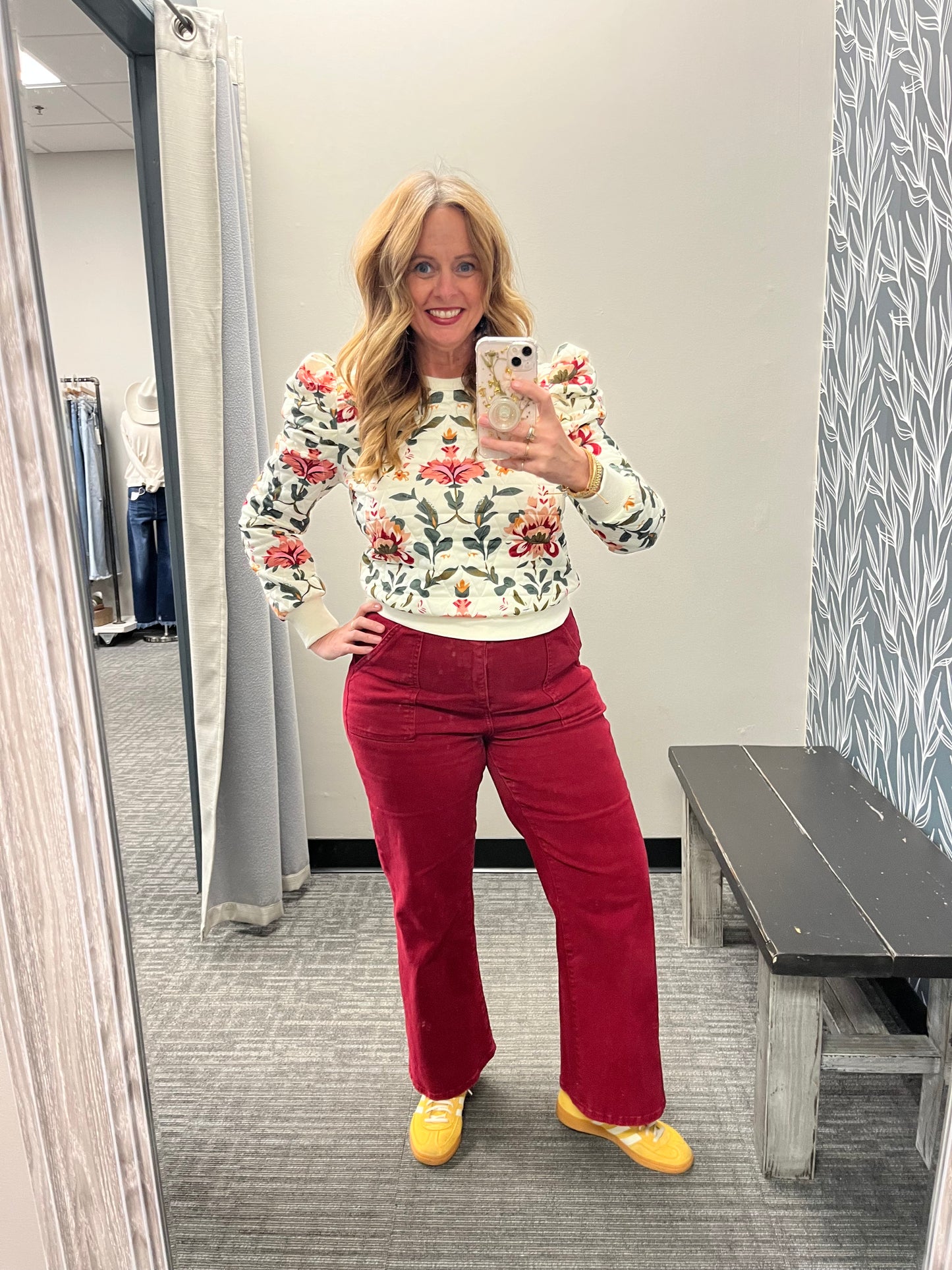 Wine High Rise Ankle Jeans