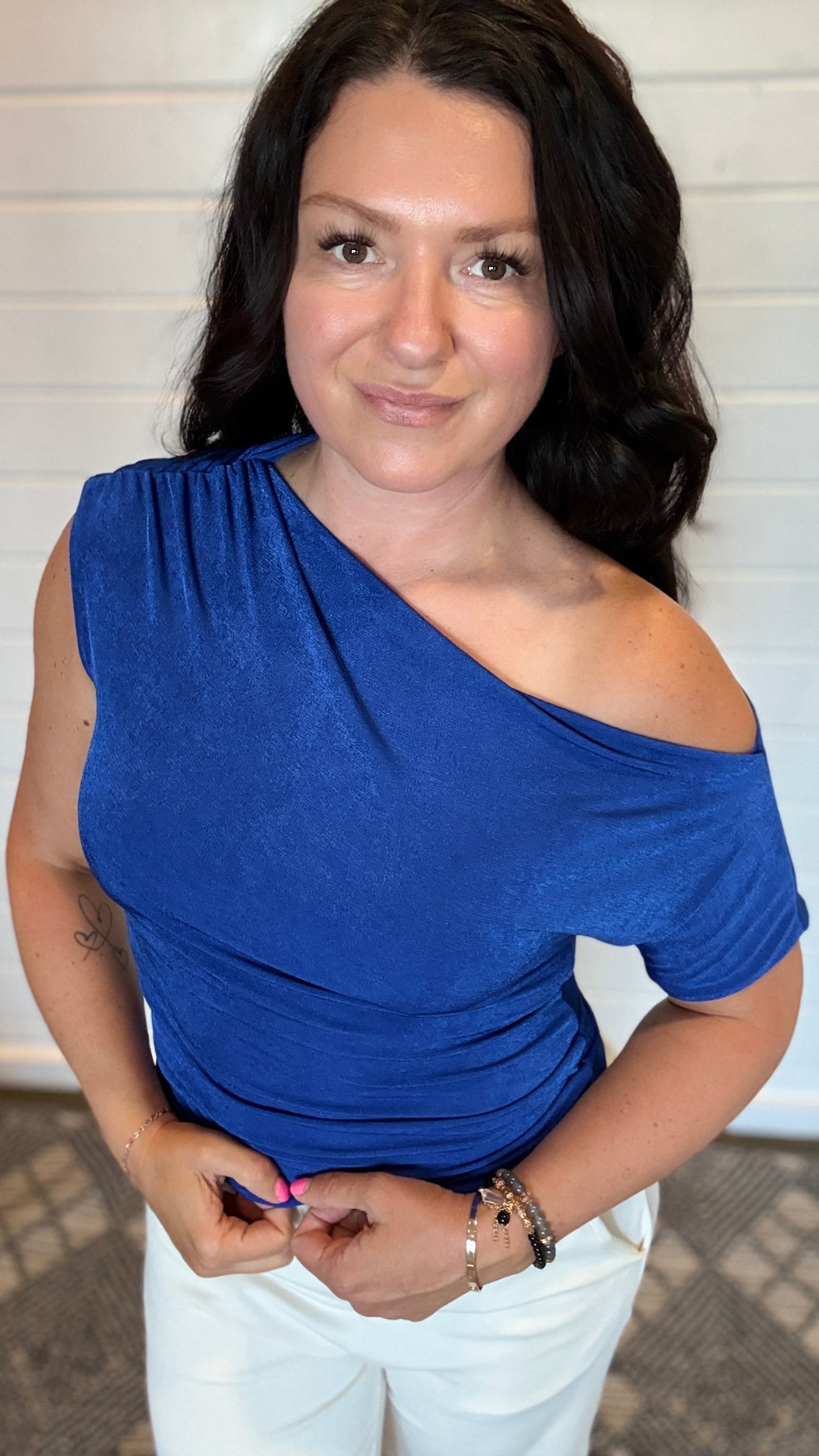 Blue Off Shoulder Top