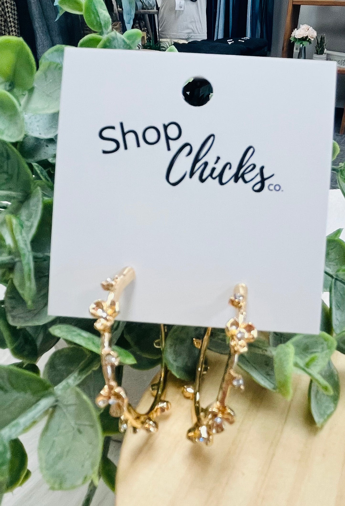 Flower Leaf Rhinesone Hoop earring