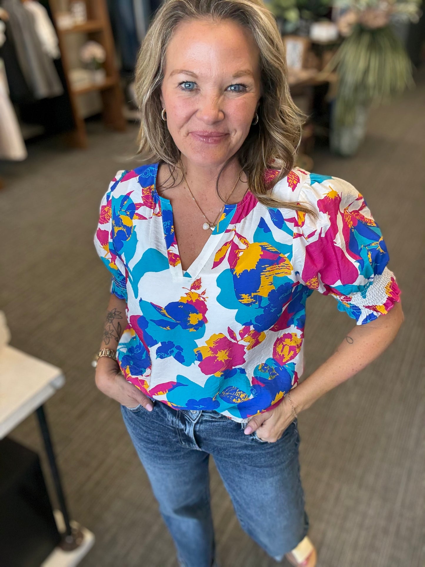 Smocked Hem Blouse