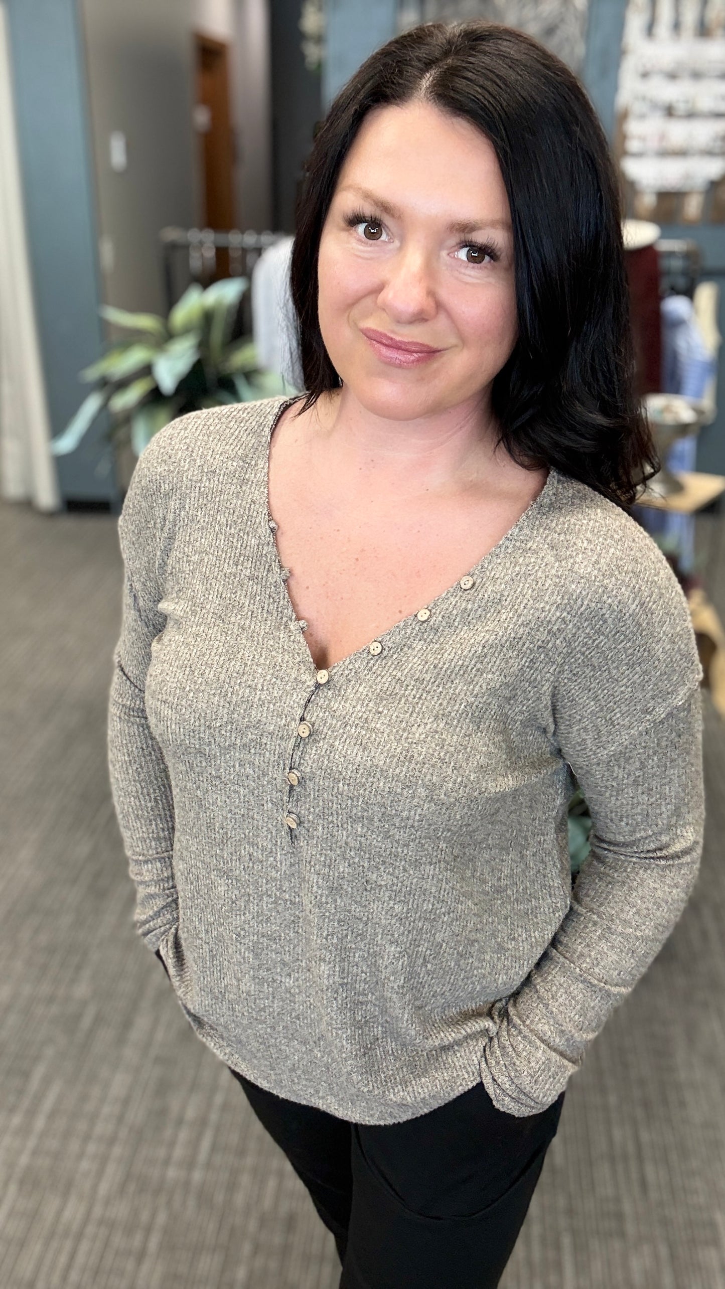 Light Brown V-Neck Sweater