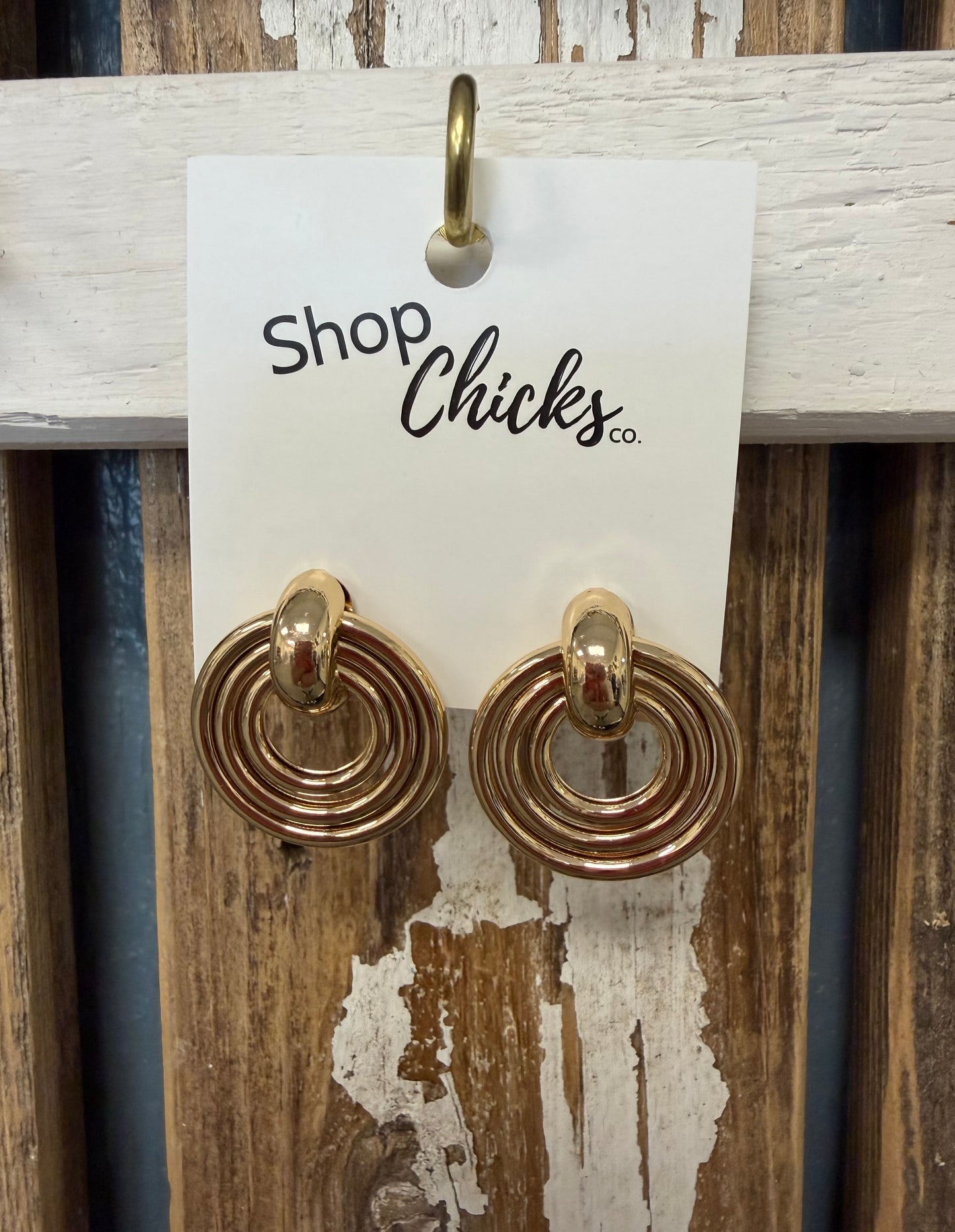 Gold 1" Triple Round Earring