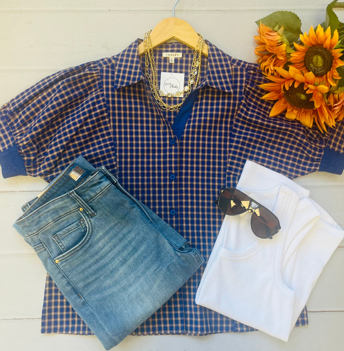 Royal Blue Plaid Top