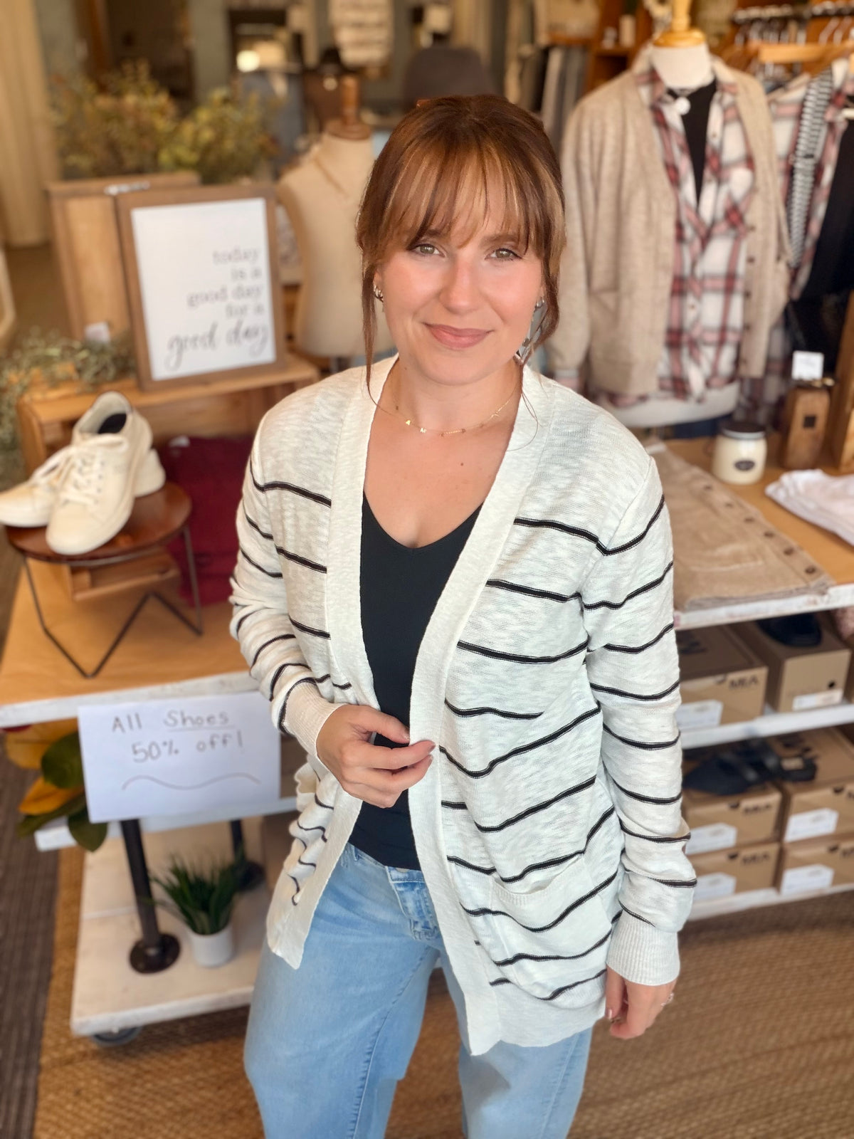 Charcoal Striped Cardigan