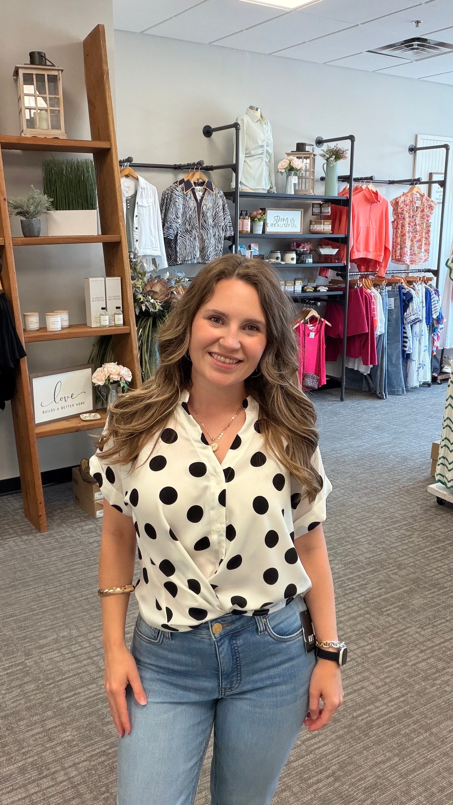 Dot Cap Sleeve Blouse