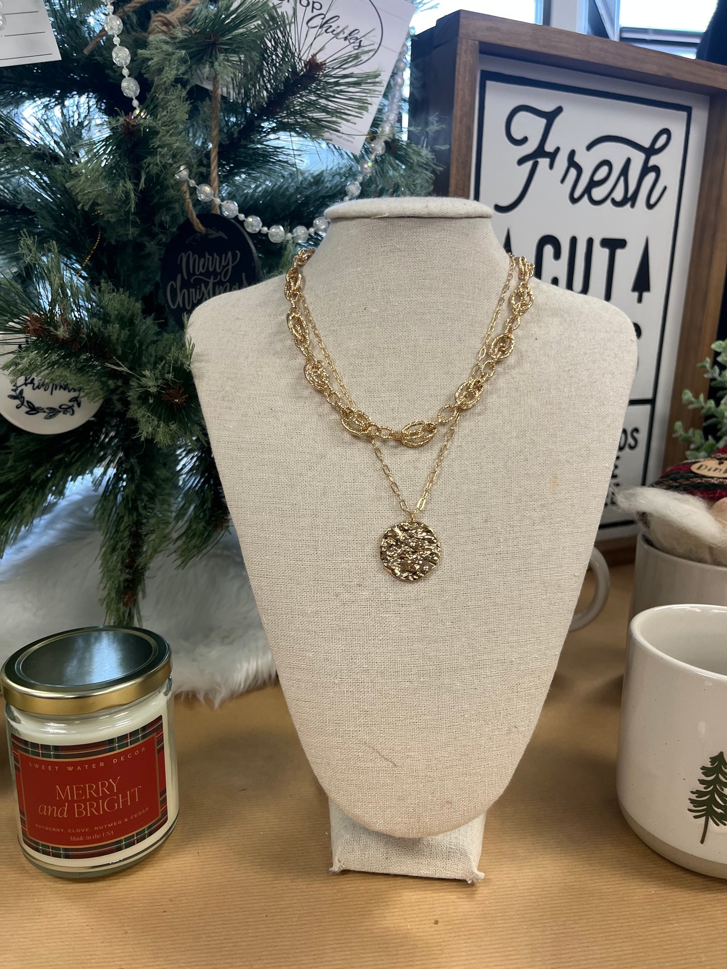 Hammered Gold Coin Necklace