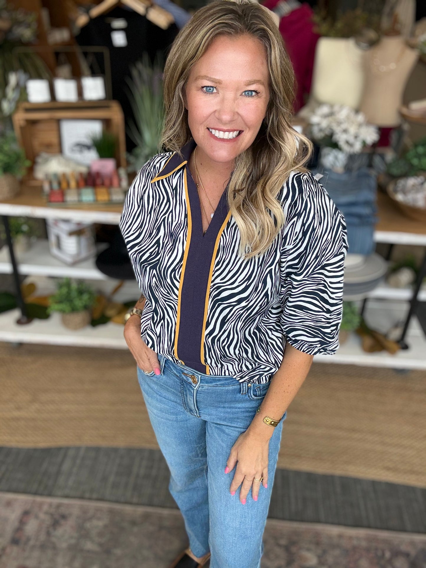 Thea Animal Print Blouse