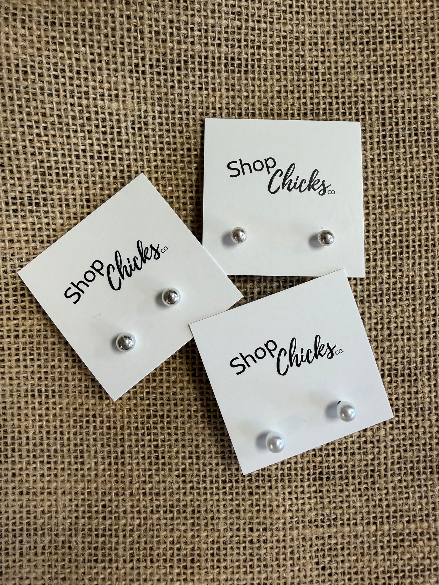 Silver Pearl Ball Earring Stud