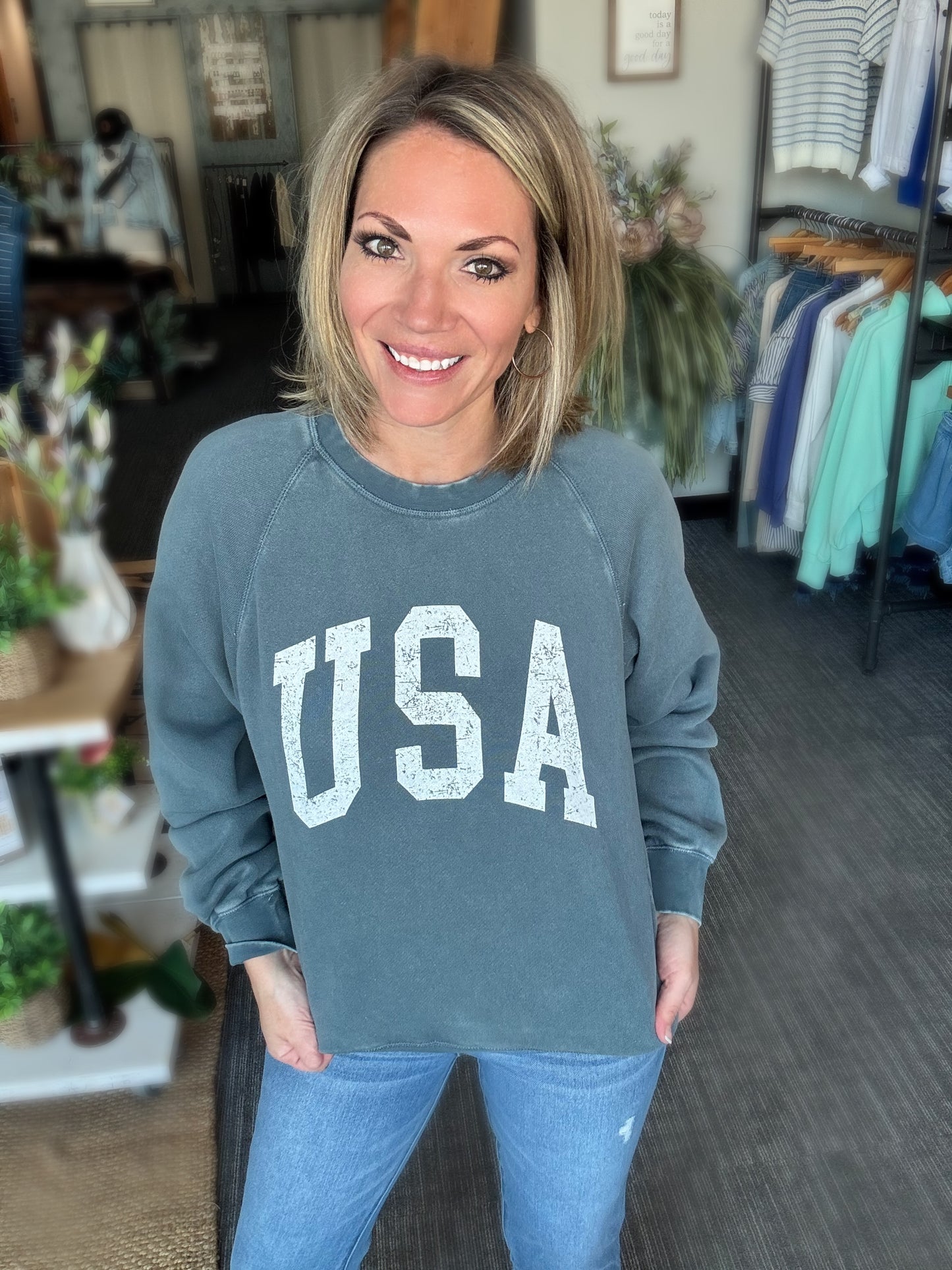 Washed Blue USA sweatshirt