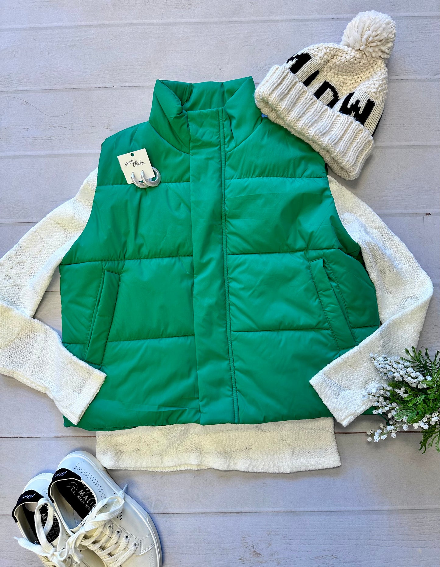 Kelly Green Puffer Vest