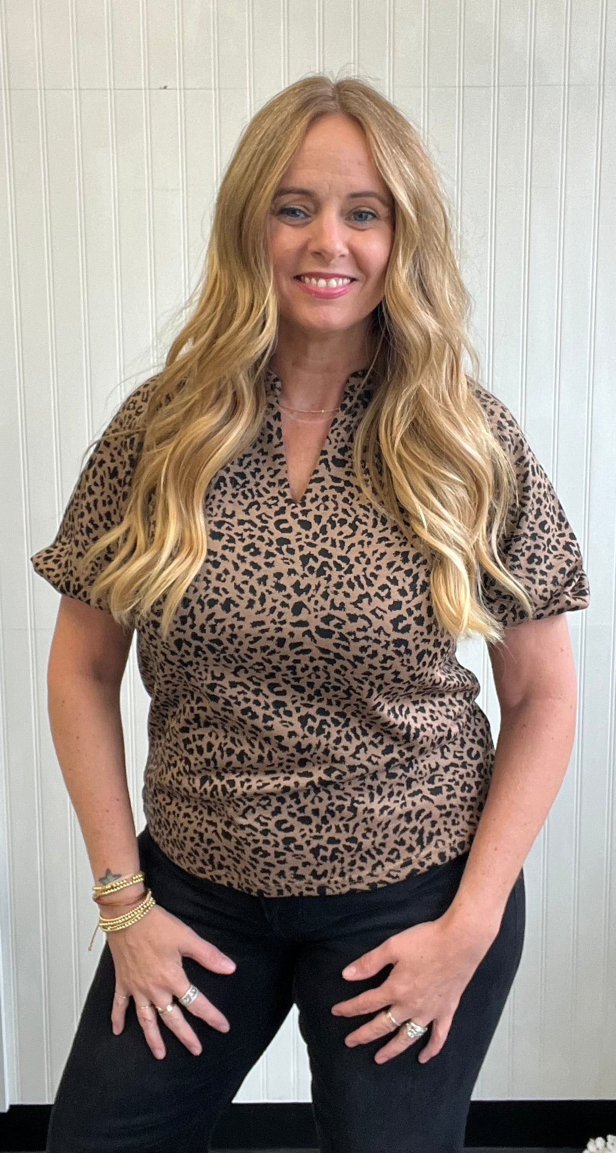 Leo animal print blouse