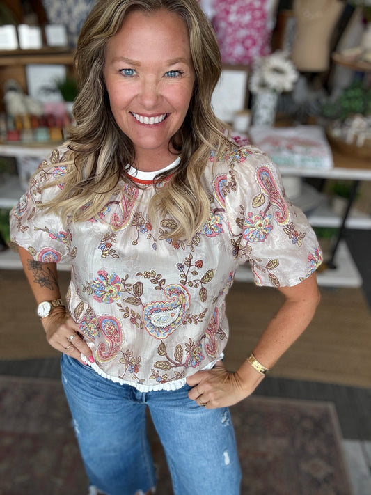Iris Paisley Embroidered Blouse
