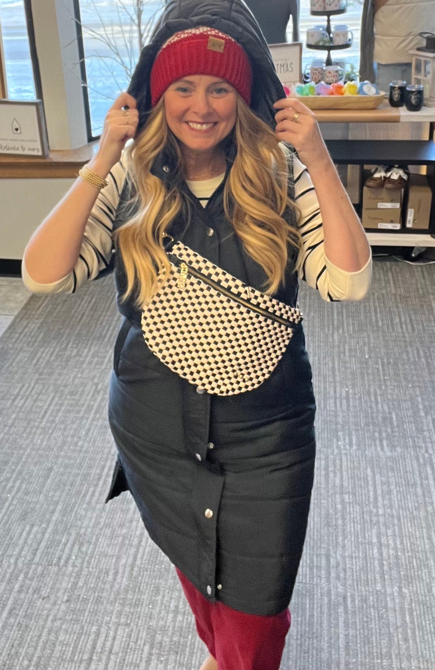 Longline Black Puffer Vest