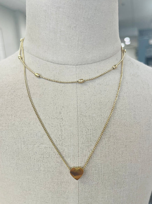 Titanium Steel Layered Heart neckless