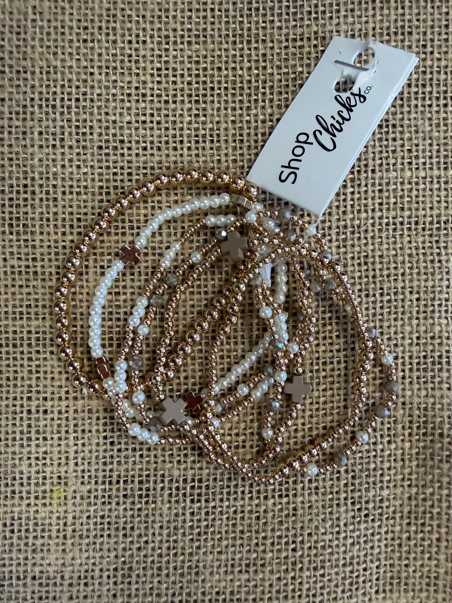 Brown Cross Stretch Bracelet Set