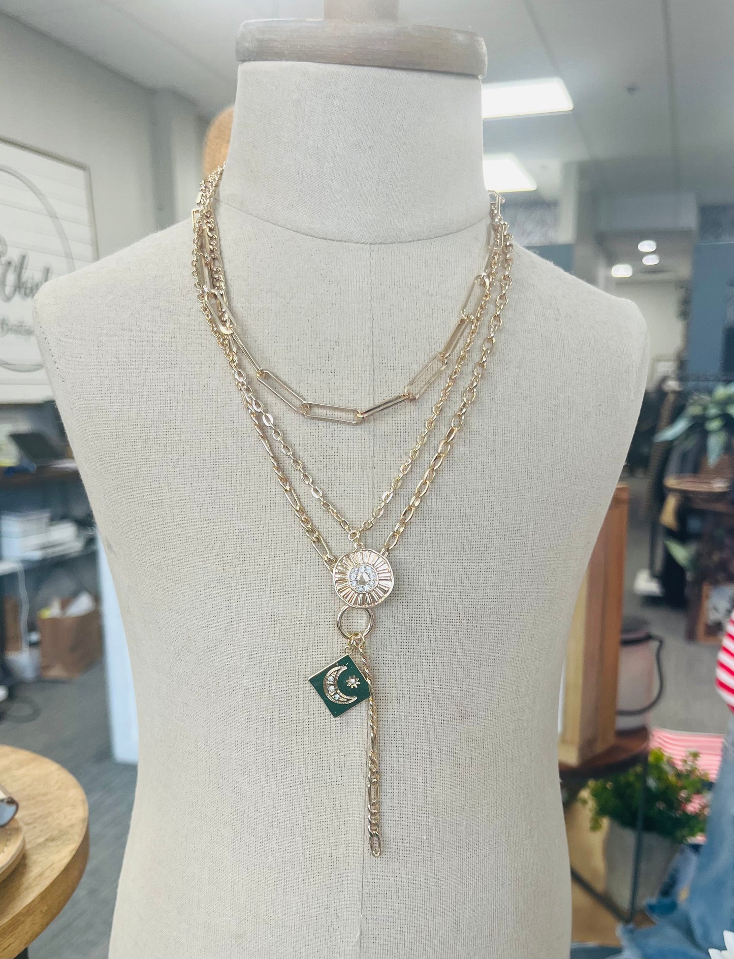 celestial moon charm necklace