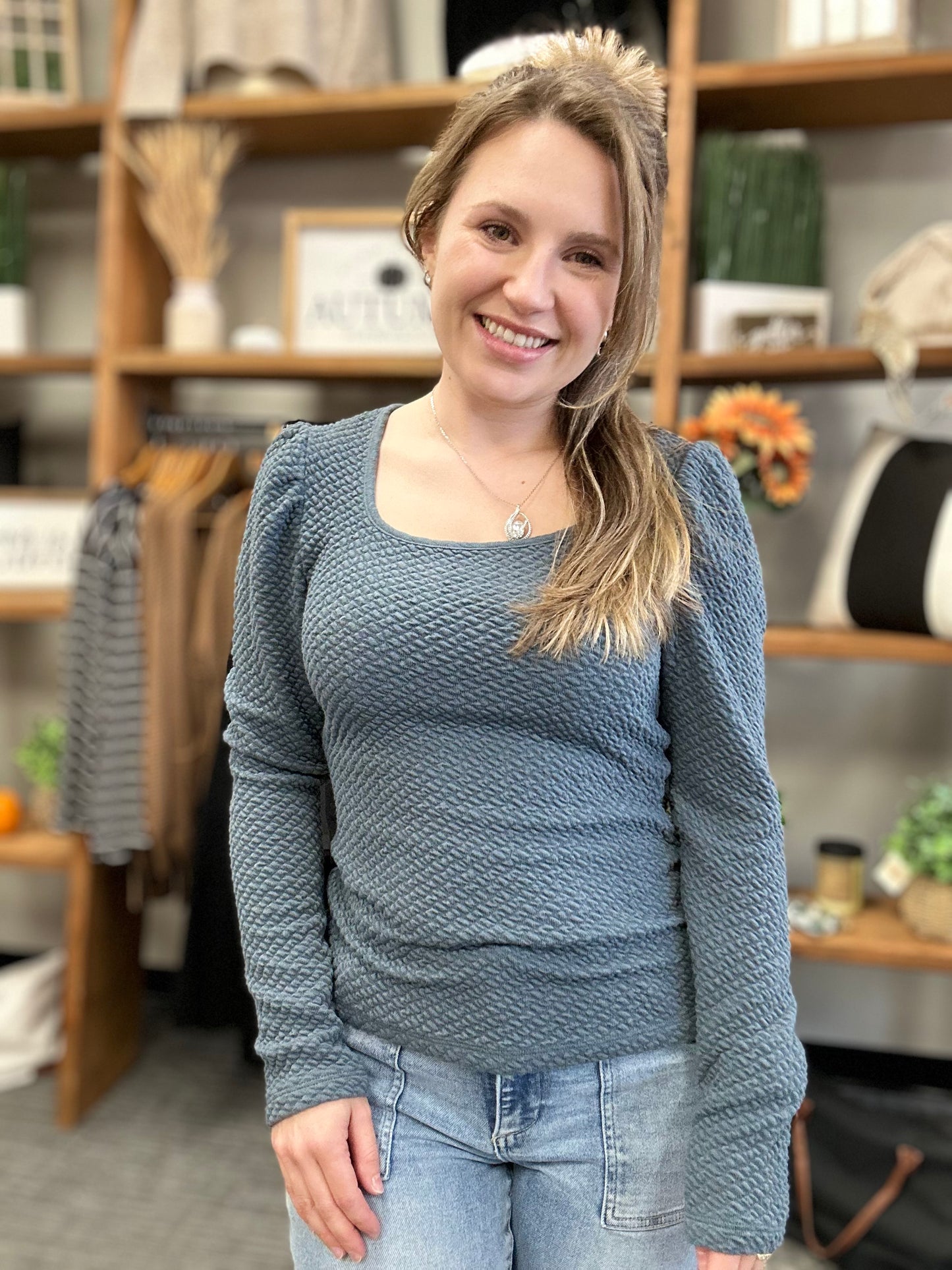 Teal Puff Long Sleeve