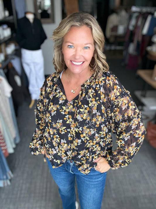 Black Floral Blouse