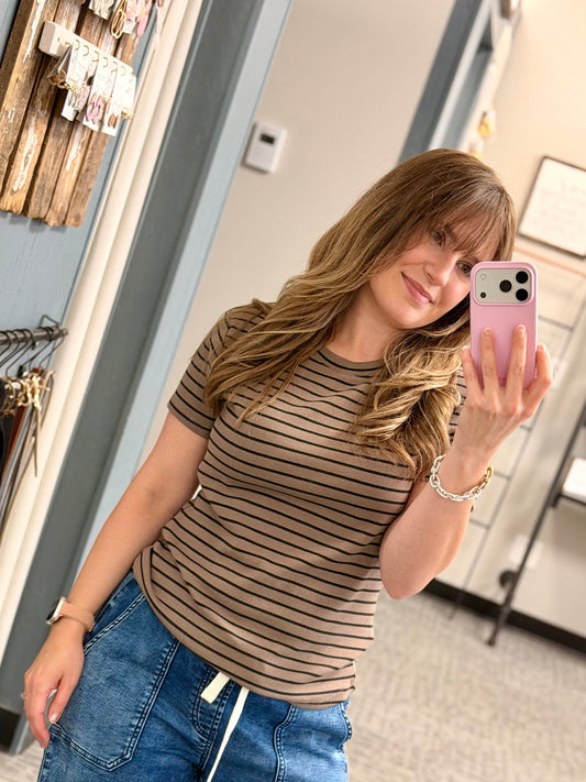 Annie Ribbed Tee (Latte)