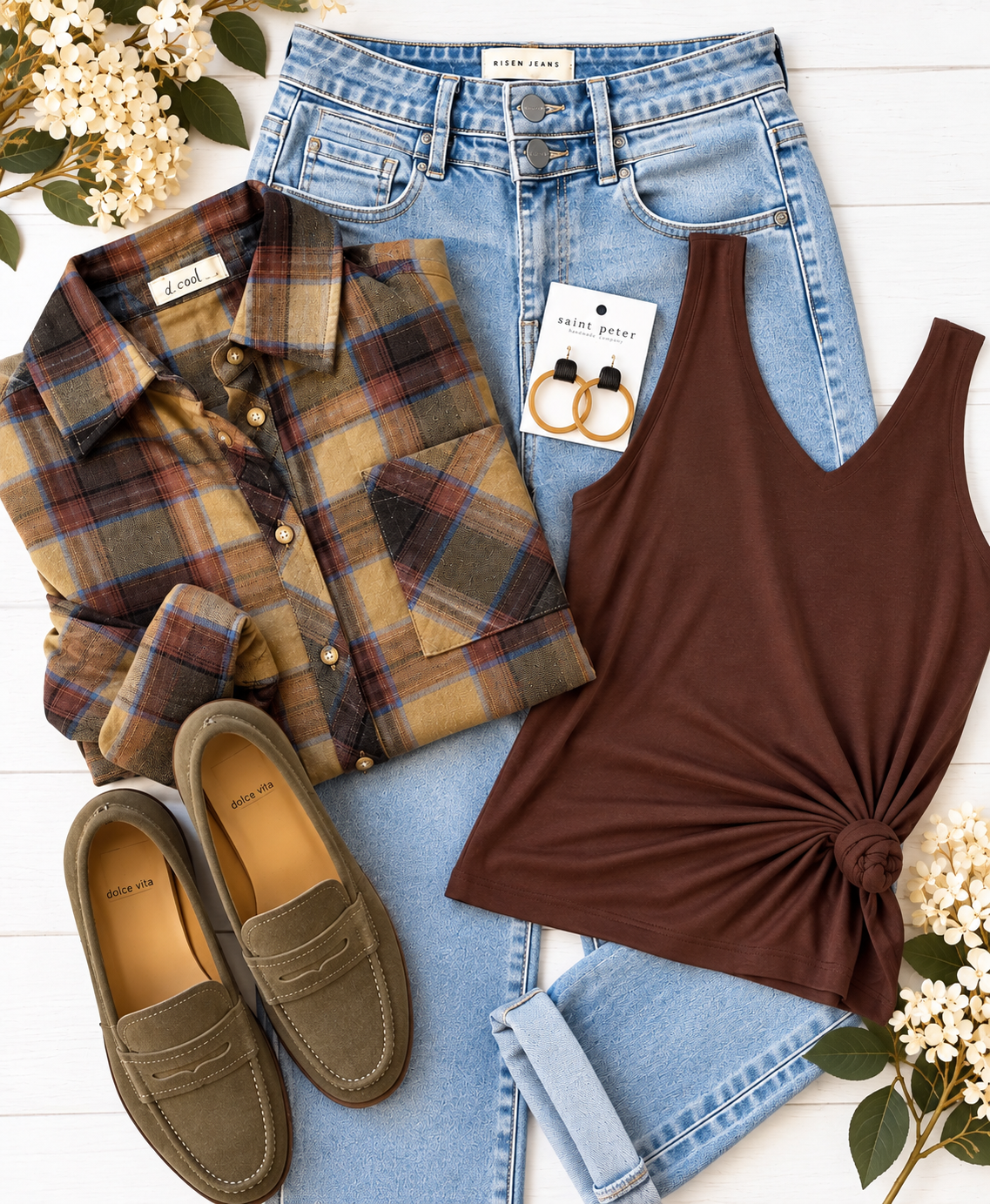 Khaki Plaid Flannel Shirt