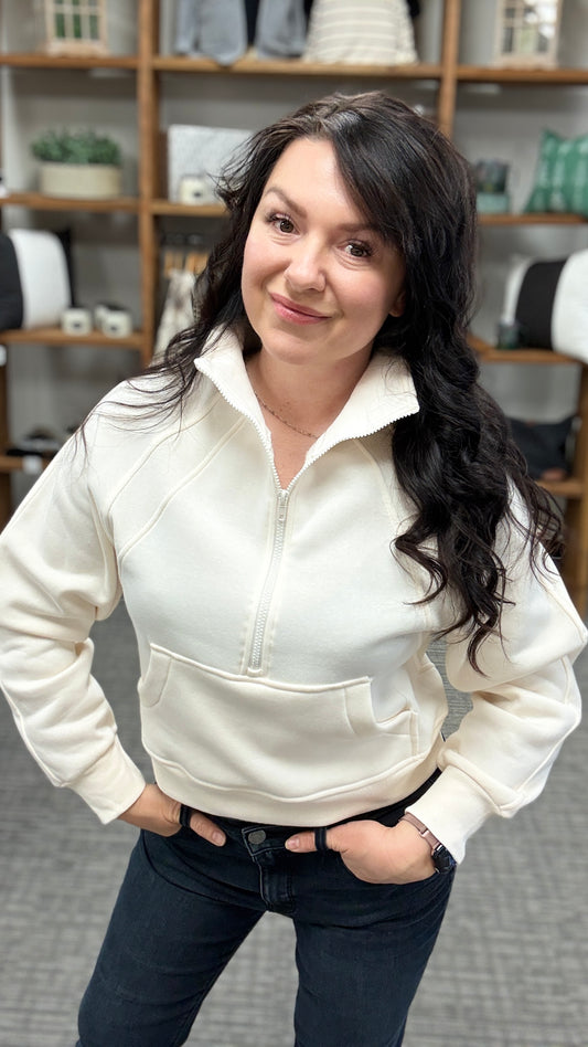 Fleece Half Zip Kangaroo sweatshirt