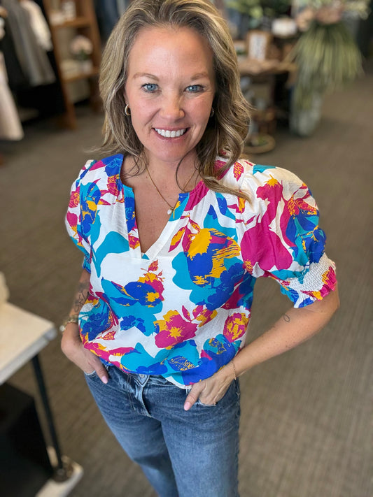 Smocked Hem Blouse