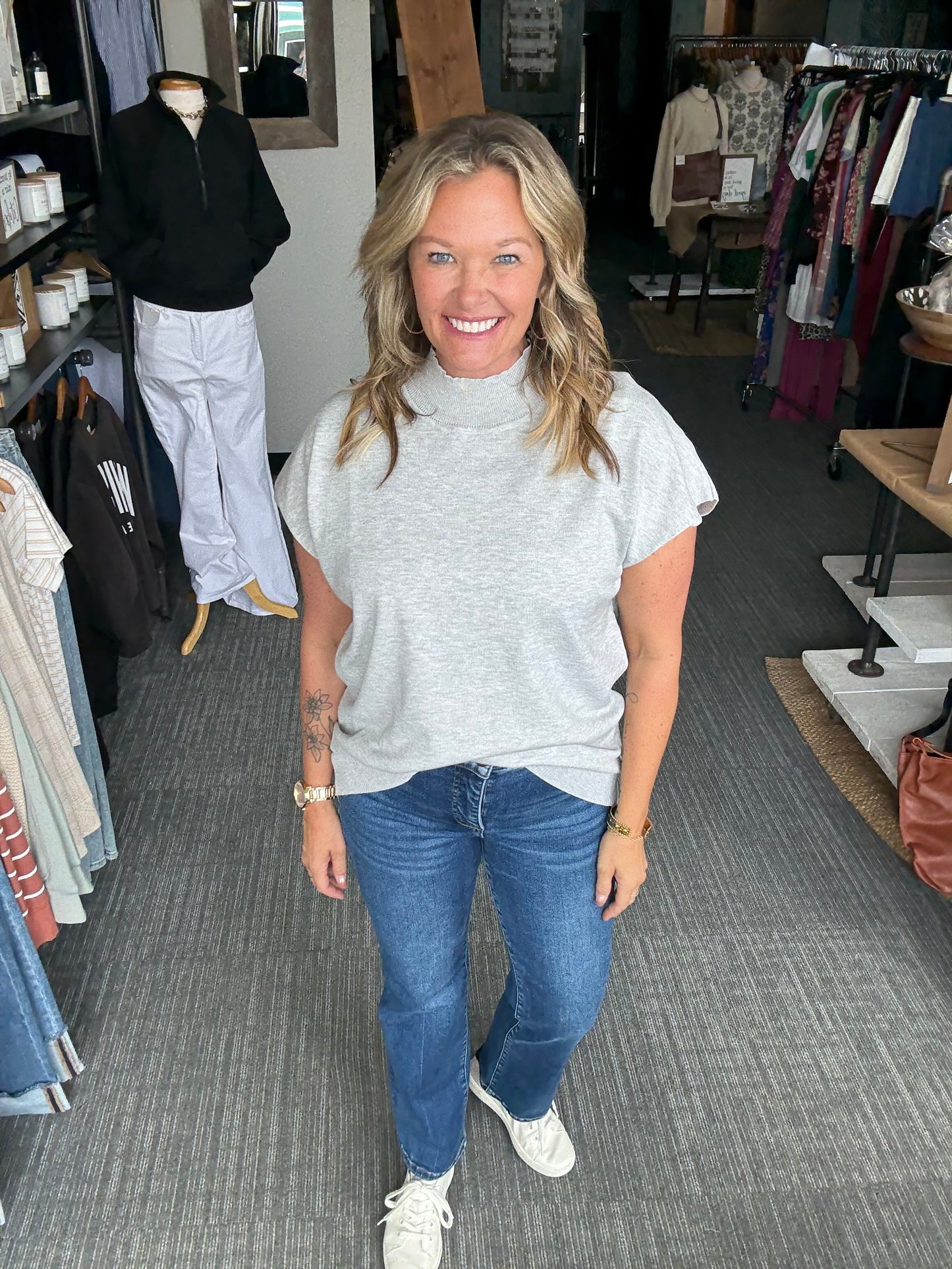 Heiley knit mock neck top