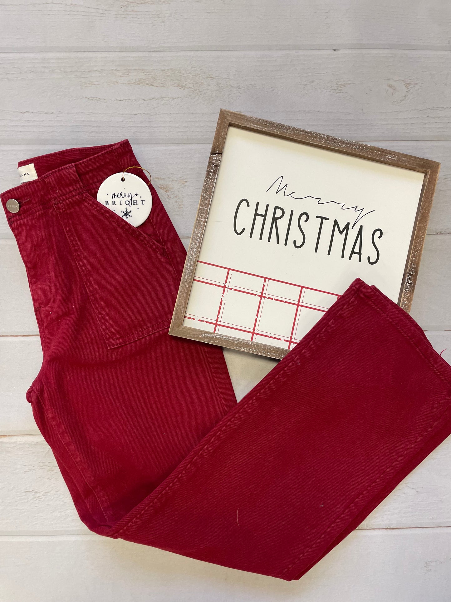 Wine High Rise Ankle Jeans