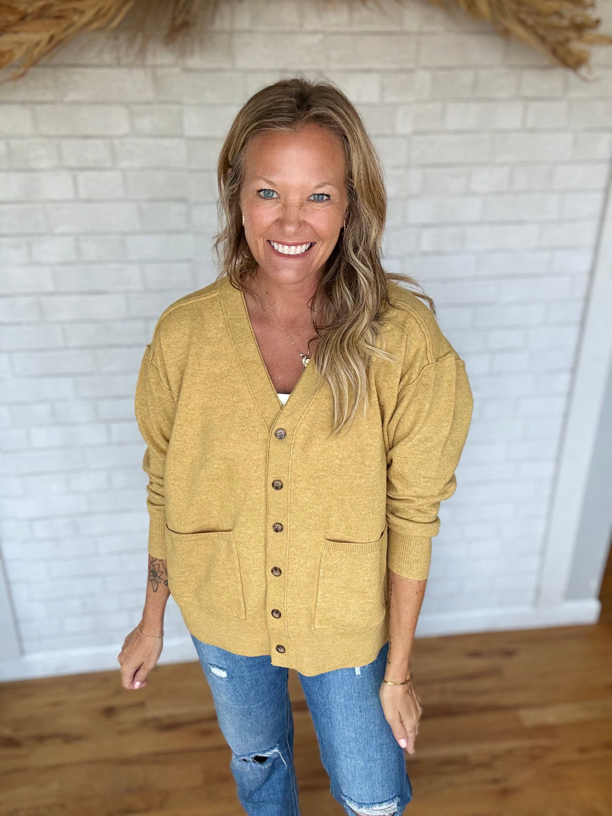 Mustard Varsity Cardigan