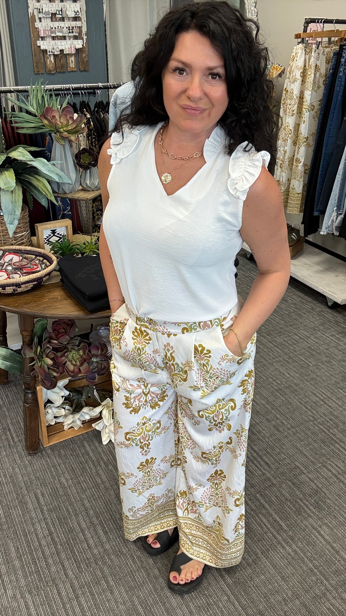 Paisley linen pants