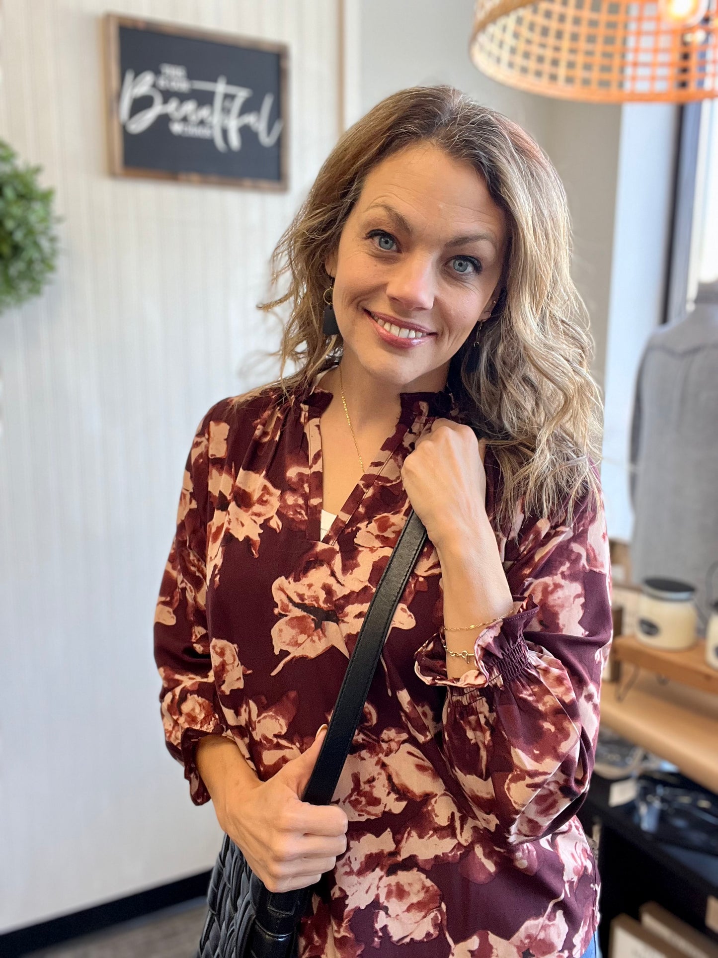 Maroon Floral Blouse