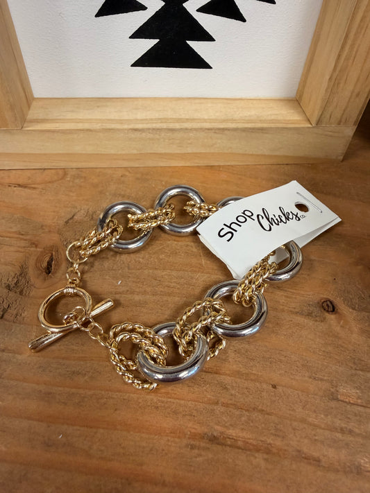 gold and silver two toned textured bracelet