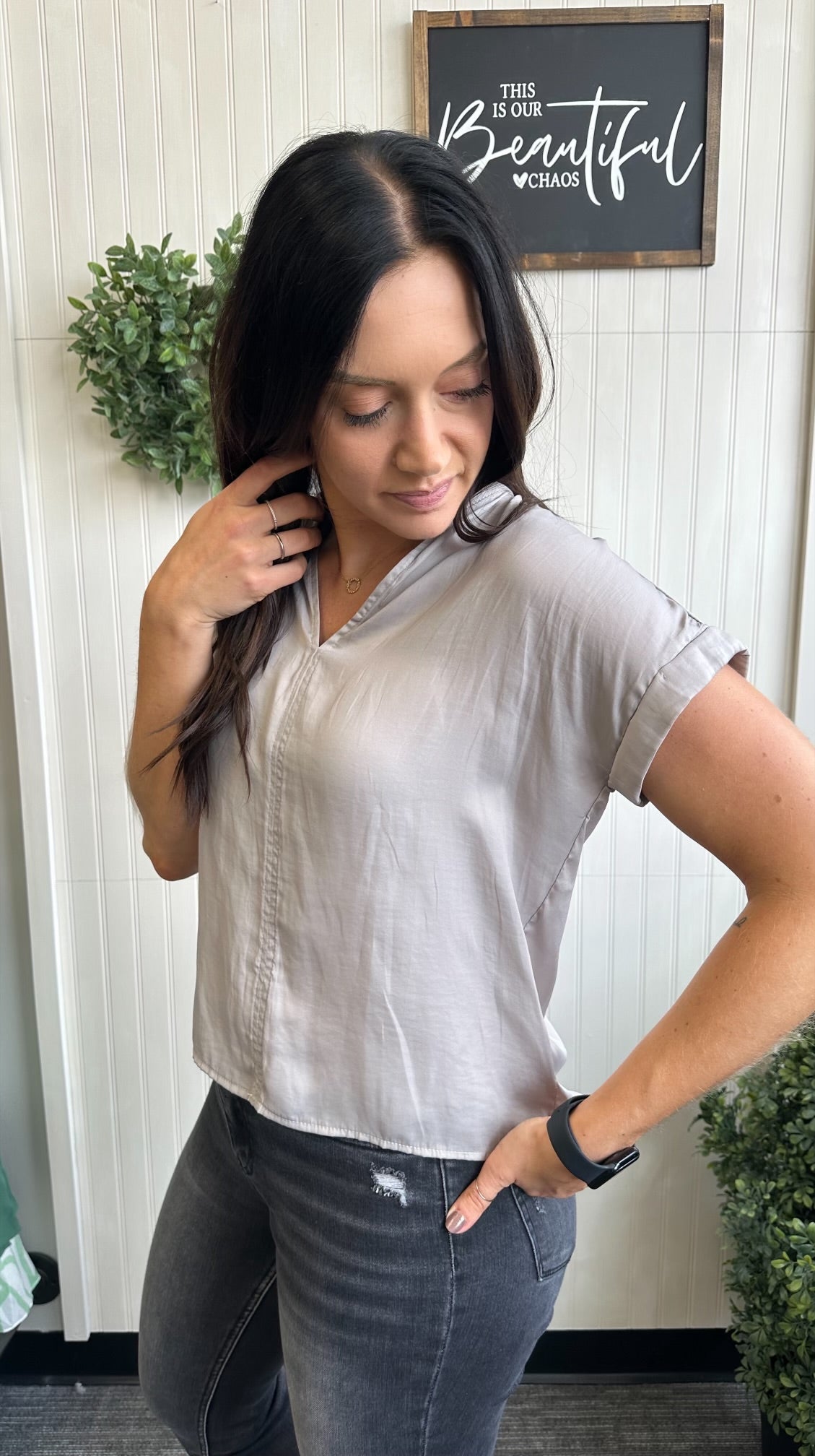 Cameron Vneck Short Sleeve Blouse