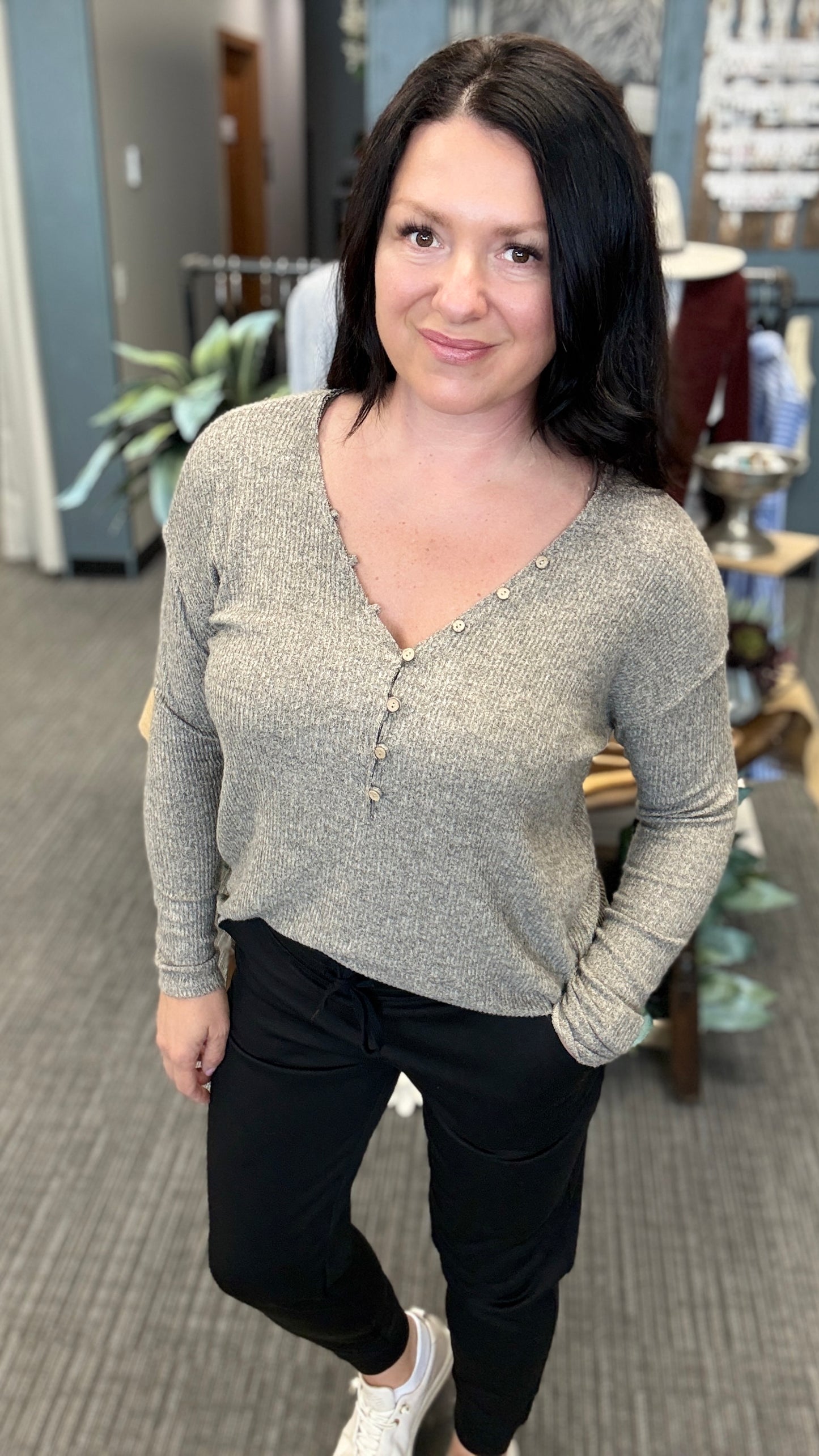 Light Brown V-Neck Sweater