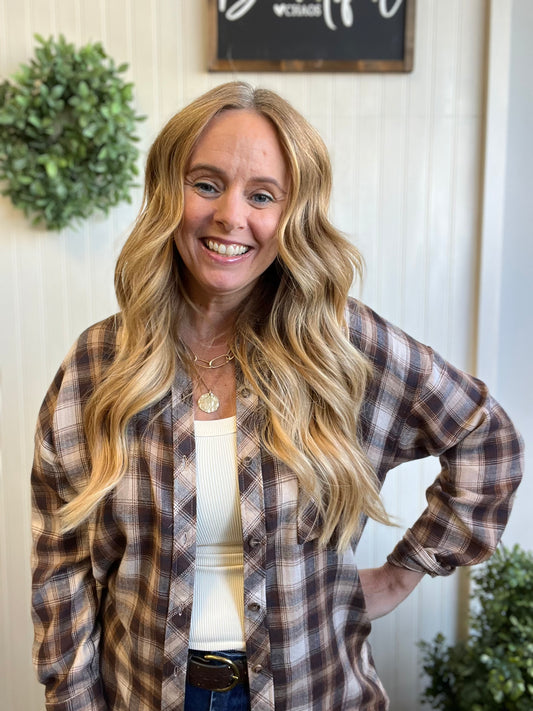 Lilia Mocha Plaid Flannel