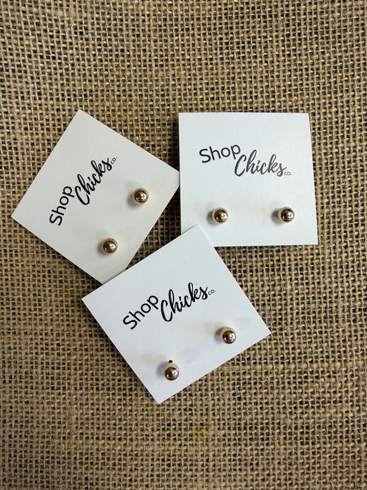 Gold Ball Stud Earring