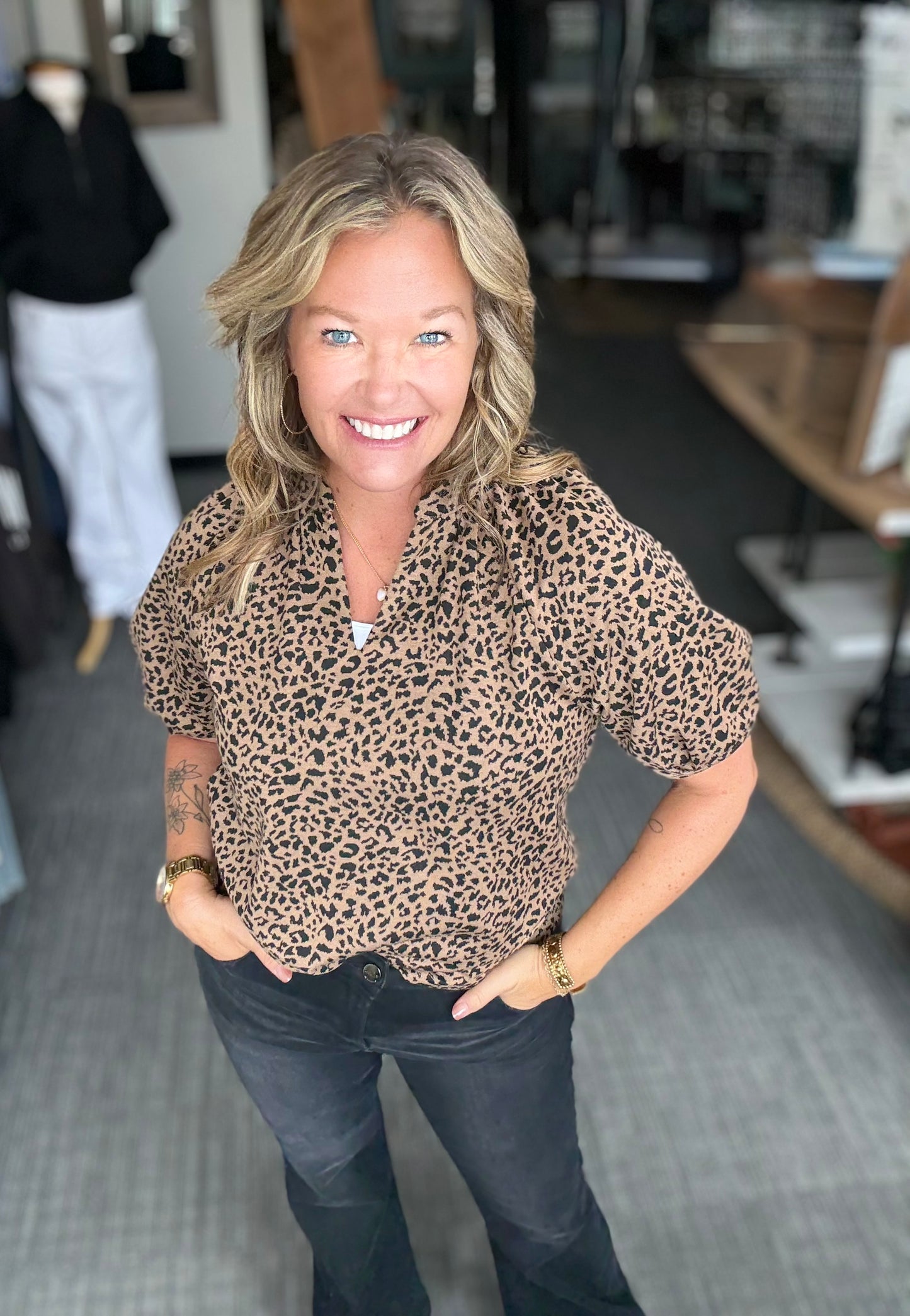 Leo animal print blouse