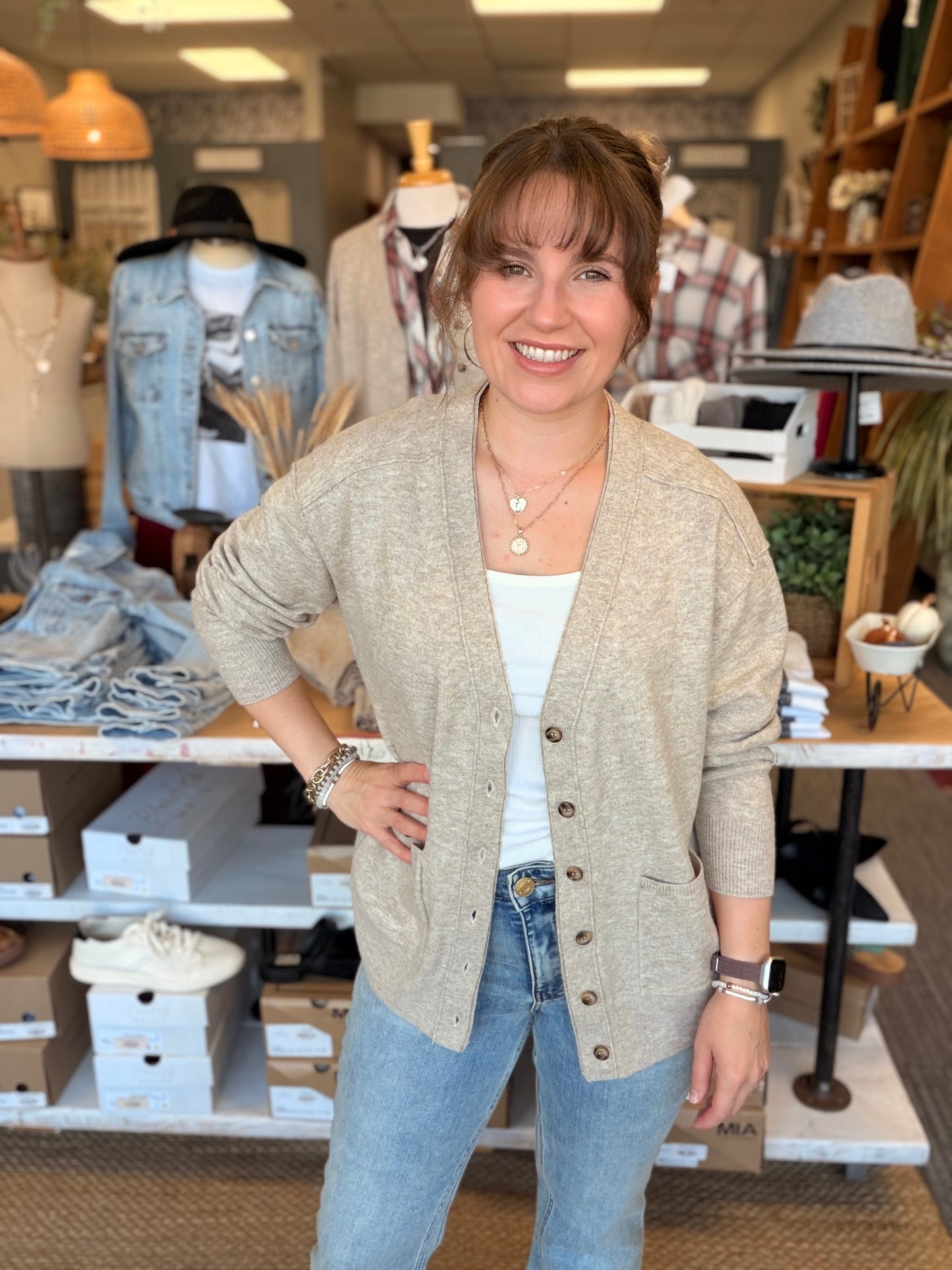 Oatmeal Varsity Cardigan
