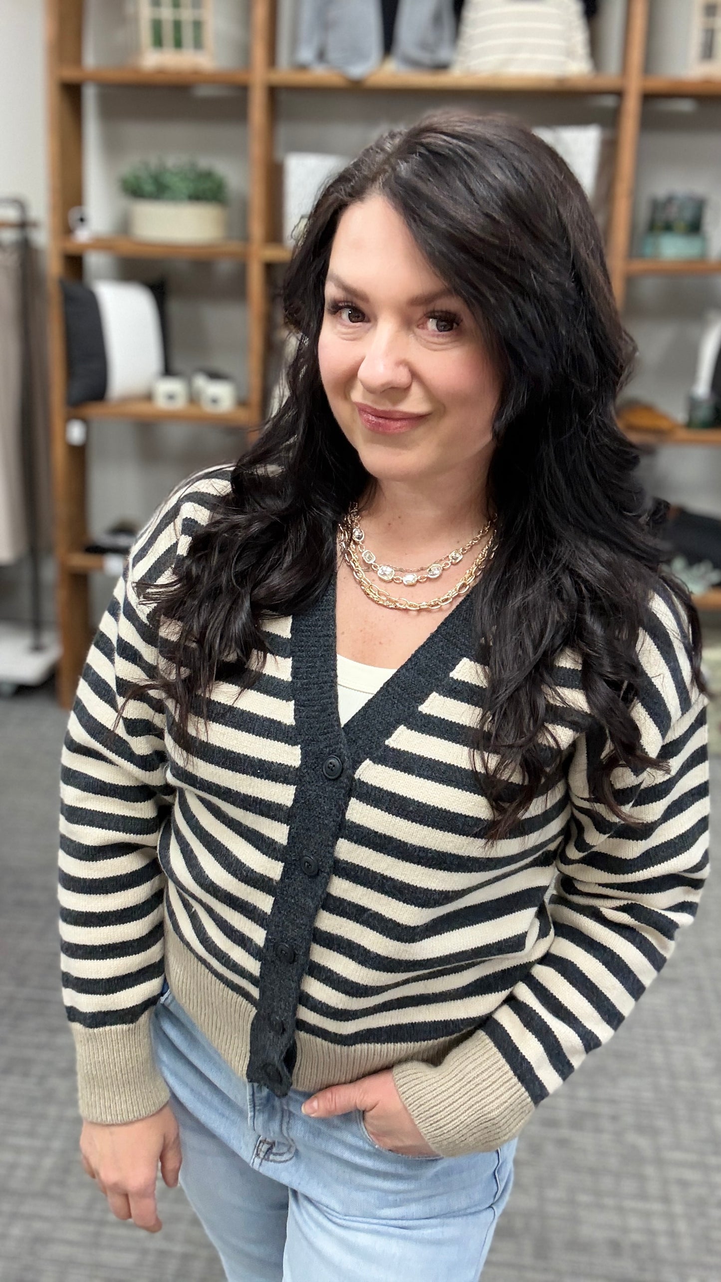 Charcoal Stripe Cardigan