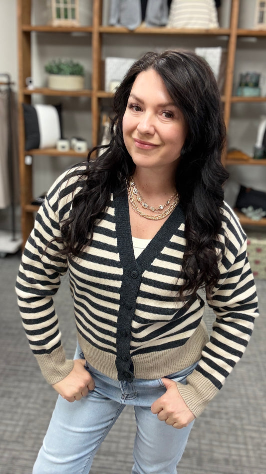 Charcoal Stripe Cardigan