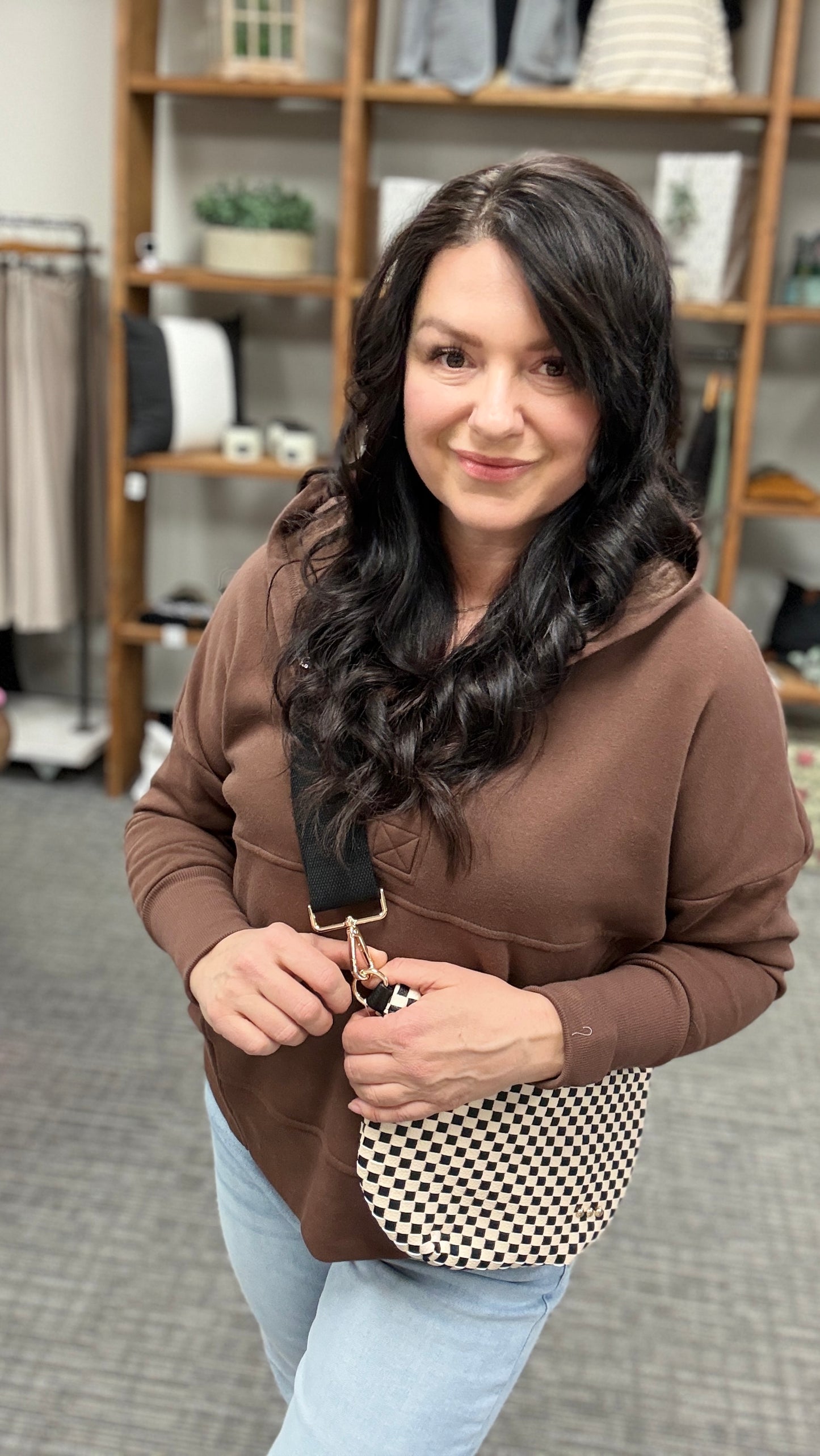 Fleece half snap button hooded sweatshirt