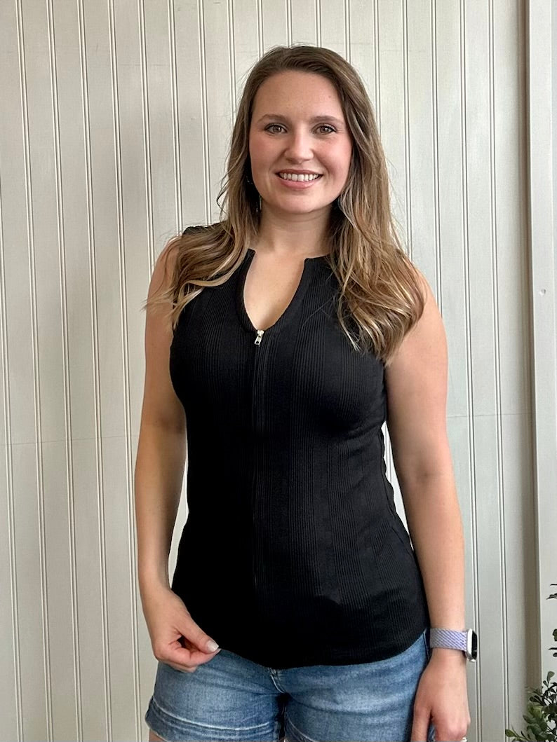 Black Tank With Metal Zipper