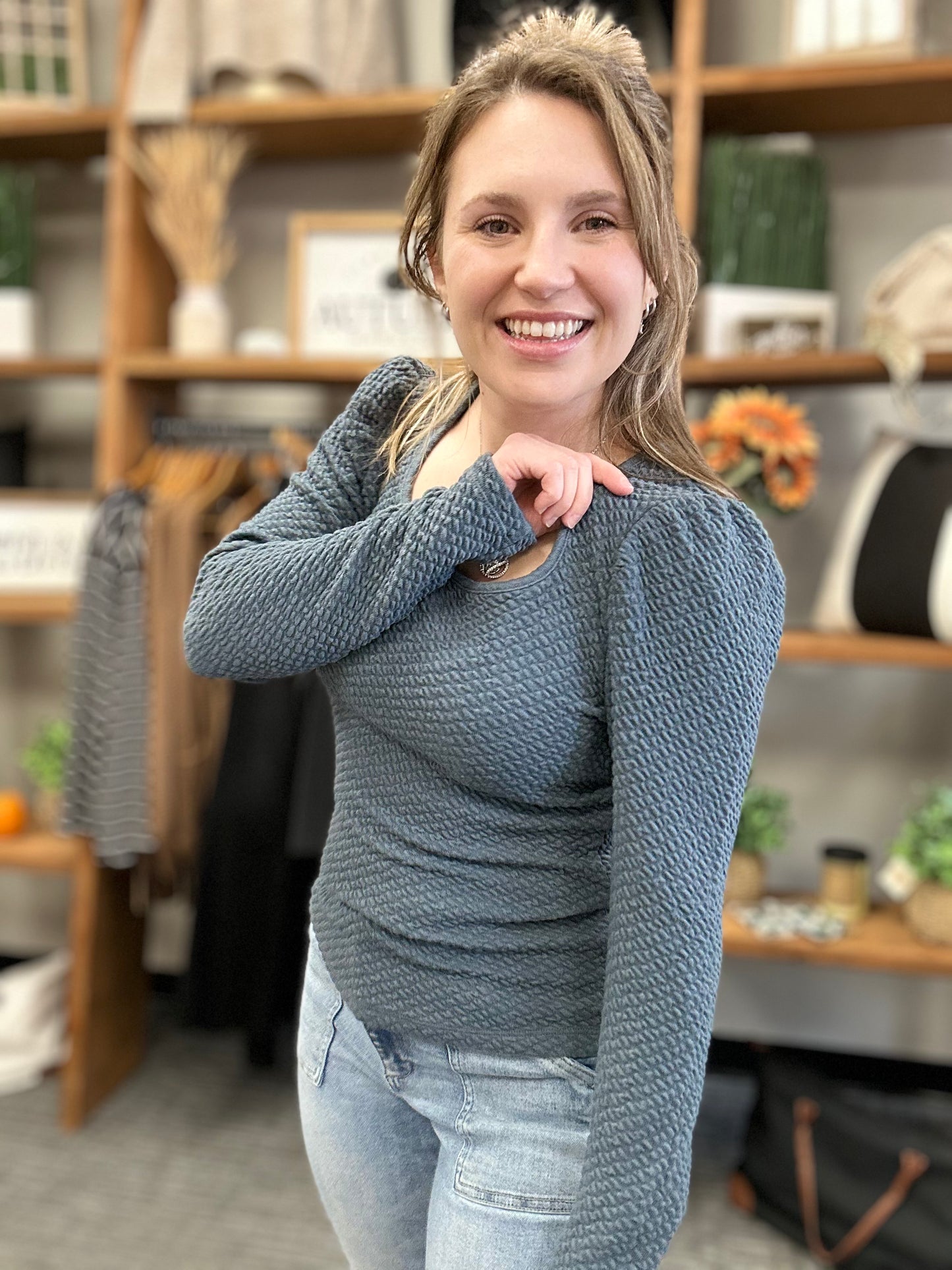 Teal Puff Long Sleeve