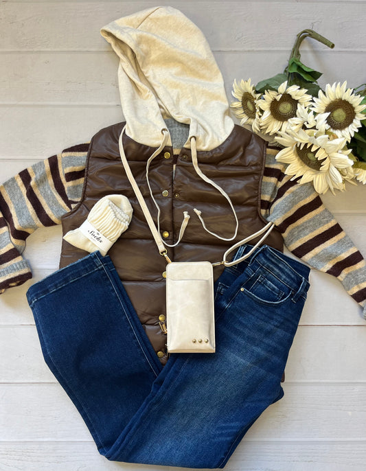 Faux Leather Hoodie Vest