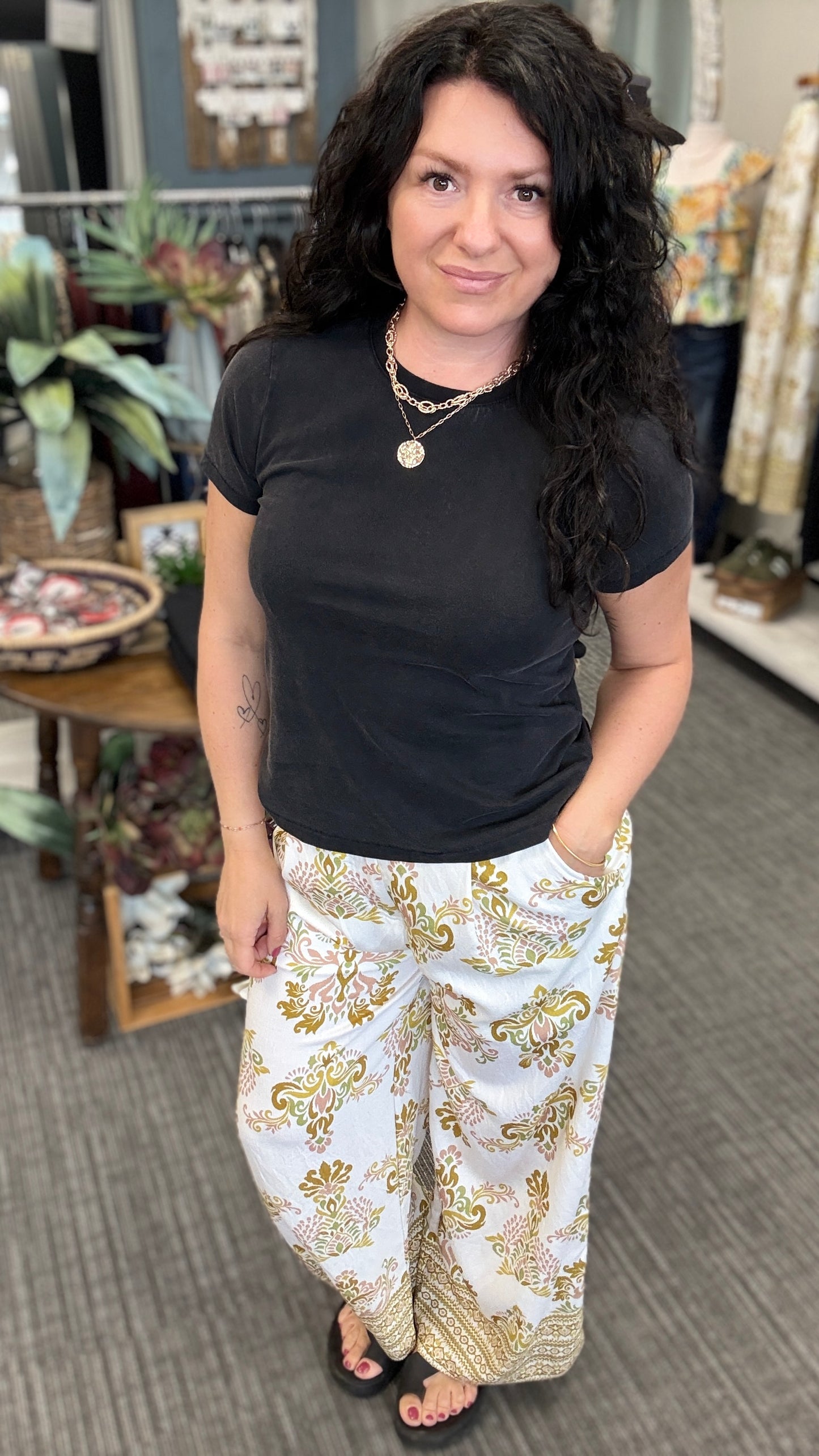 Paisley linen pants