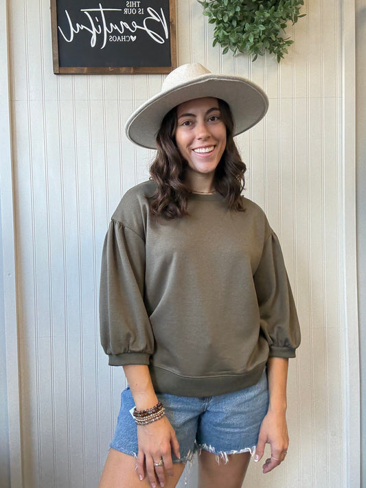 Olive 3/4 Sleeve Top