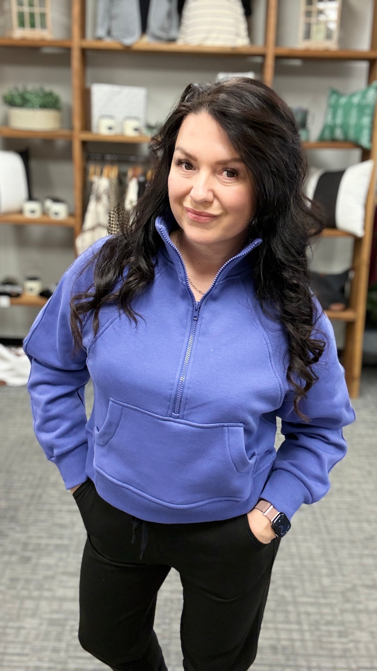 Fleece Half Zip Kangaroo sweatshirt