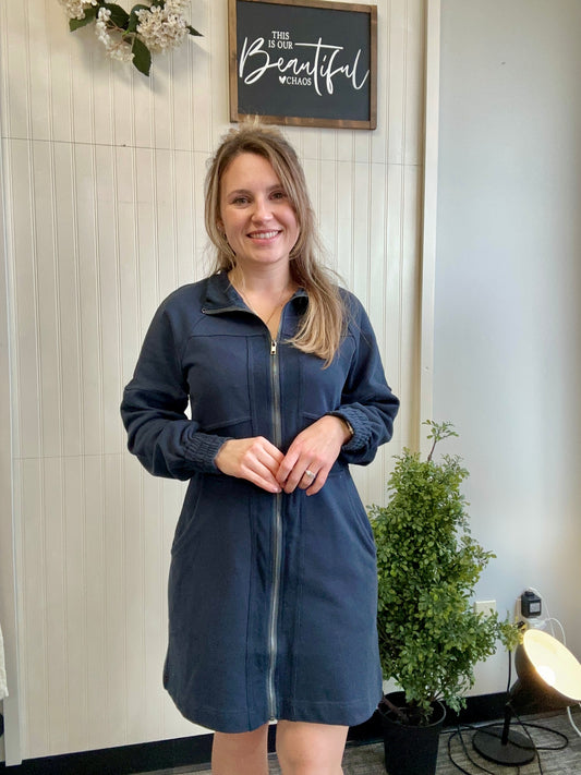 Navy French Terry Mini Dress