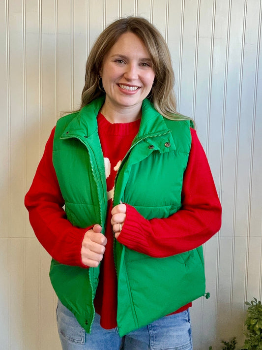 Kelly Green Puffer Vest